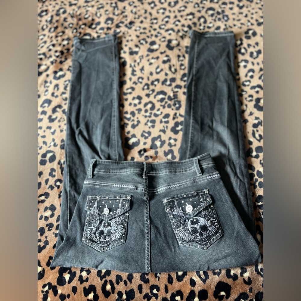 Skull flare jeans